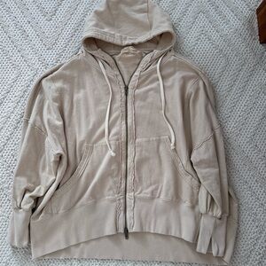 We The Free Oversized Tan Zip-Up Hoodie